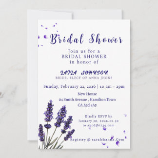 Elegant Purple Lavender Floral Bridal Shower Invitation