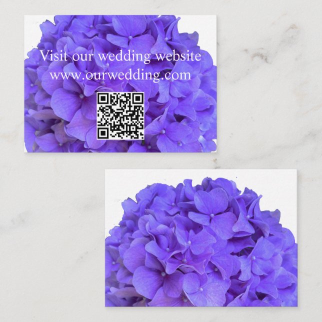 Elegant purple lavender floral hydrangea QR  Enclosure Card (Front/Back)