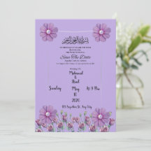 Elegant Purple Lavender Floral Pearl Save The Date