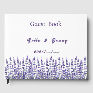 Elegant Purple Lavender Floral Wedding Guest Book