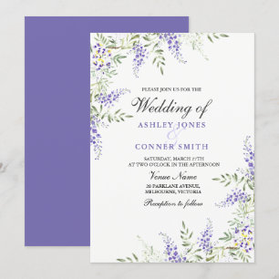 Elegant Purple Lavender Floral Wedding Invite