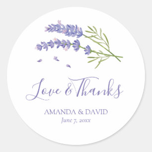 Elegant Purple Lavender Floral Wedding Stickers