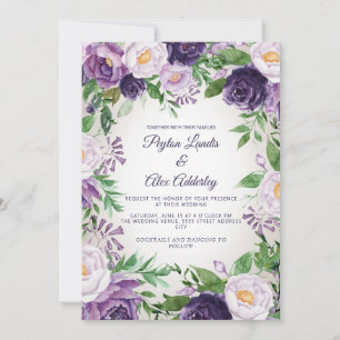 Elegant Purple Lavender Greenery Wedding   Invitation