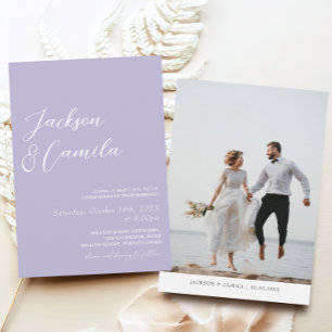 Elegant Purple Lavender Photo Wedding Invitation