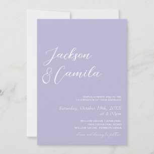 Elegant Purple Lavender Photo Wedding  Invitation