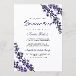 Elegant Purple Lavender Quinceanera Invitation