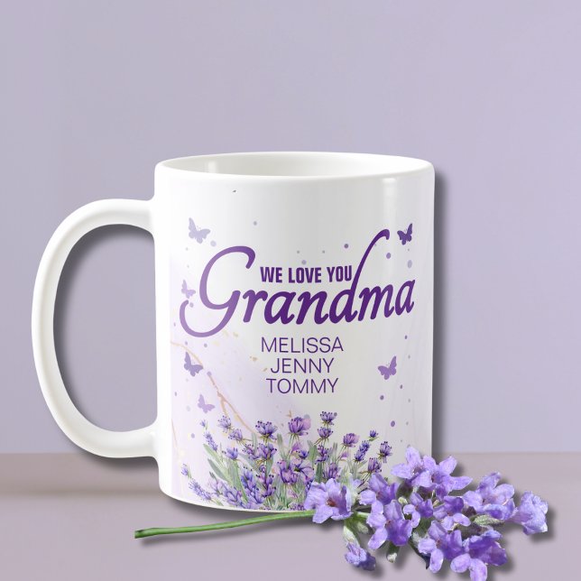 Elegant Purple Lavender We Love You Grandma Coffee Mug (Creator Uploaded)