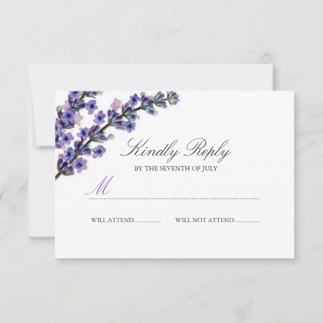 Elegant Purple Lavender Wedding RSVP (Front)