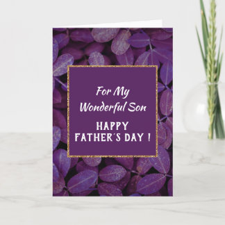 Elegant Purple Leaf Fathers Day For Son Holiday Card