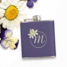 Elegant Purple Leather Look Daisy Monogram