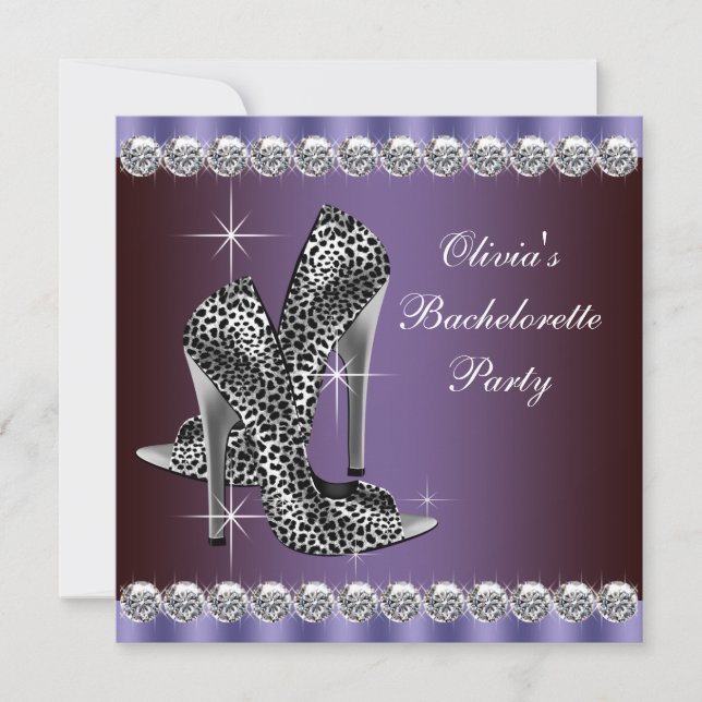 Elegant Purple Leopard Bachelorette Party Invitation (Front)