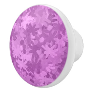Elegant Purple Lilac Abstract Flower Floral Bloom Ceramic Knob