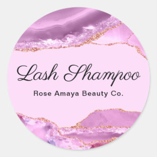 Elegant Purple Lilac Agate Marble Lash Cleanser Classic Round Sticker