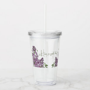 Elegant Purple Lilac Botanical Floral Acrylic Tumbler