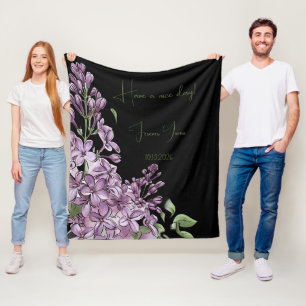 Elegant Purple Lilac Botanical Floral Cosy Fleece Blanket