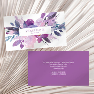 Elegant Purple Lilac Floral Flowers Custom Business Card