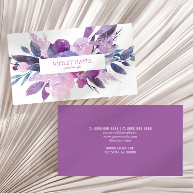 Elegant Purple Lilac Floral Flowers Custom Business Card (Creator Uploaded)
