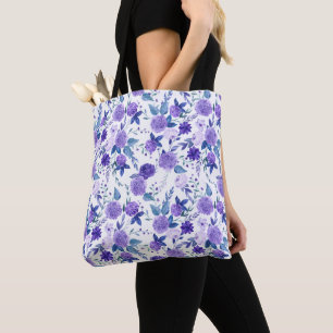 Elegant Purple Lilac Floral On White Tote Bag