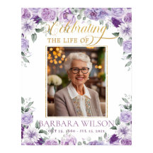 Elegant Purple Lilac Floral Photo Funeral Memorial
