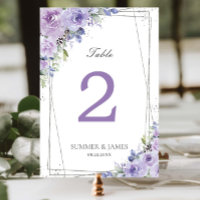 Elegant Purple Lilac Floral Silver Wedding Bridal