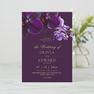 Elegant Purple Lilac Orchid Flowers Wedding  Invitation