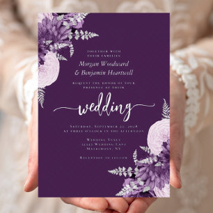 Elegant Purple Lilac Silver Floral Wedding