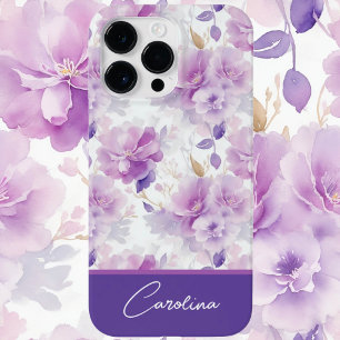 Elegant purple lilac watercolor floral design Case-Mate iPhone 14 pro max case