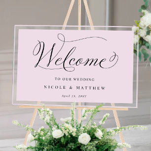 Elegant Purple, Lilac Wedding Welcome Acrylic Sign