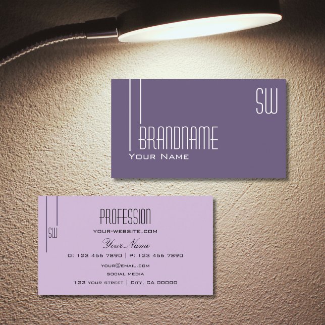Elegant Purple Lilac with Monogram Professional Business Card (Creator Uploaded)