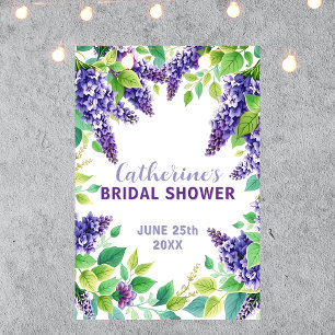 Elegant Purple Lilacs Green Leaves Bridal Shower Poster
