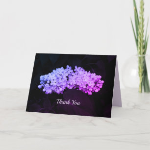 Elegant Purple Lilacs Script  Thank You Card