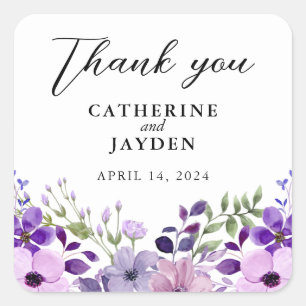 Elegant Purple Love Square Sticker