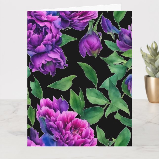 Elegant purple magenta watercolor florals flowers  card (Small Plant)