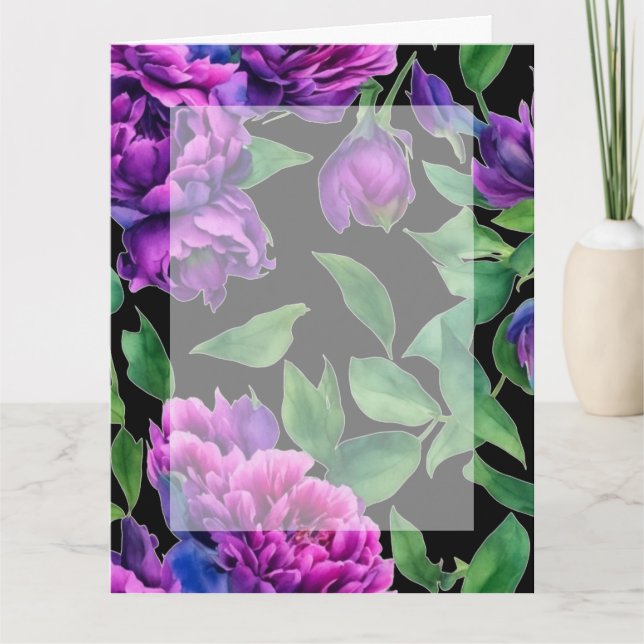 Elegant purple magenta watercolor florals flowers  card (Front)