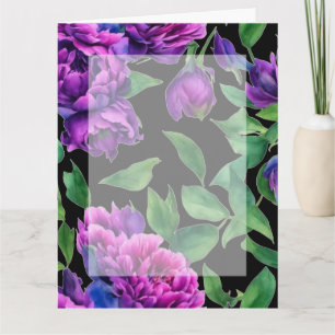 Elegant purple magenta watercolor florals flowers  card