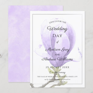 Elegant Purple Magnolia Wedding Invitation