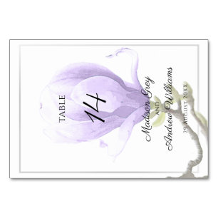 Elegant Purple Magnolia Wedding Table Number