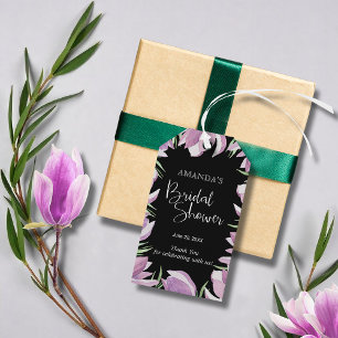 Elegant Purple Magnolias Bridal Shower Thank You Gift Tags