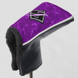 Elegant Purple Marble Black Diamond Monogram Golf Head Cover