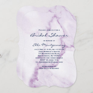 Elegant Purple Marble Bridal Shower Invitation
