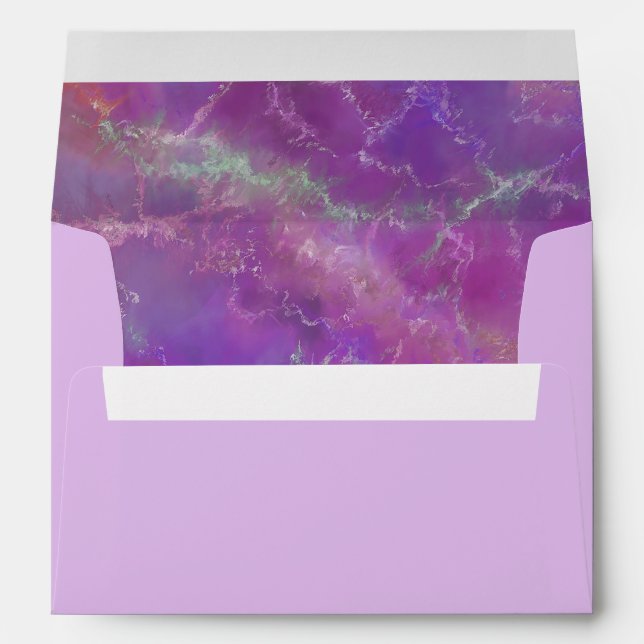 Elegant Purple Marble Pattern With Monogram  Envelope (Back (Bottom))