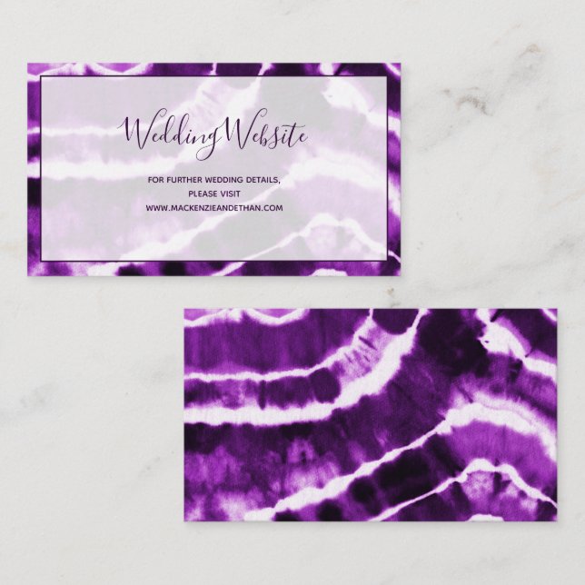 Elegant Purple Marble Tie Dye Wedding Website Enclosure Card (Front/Back)