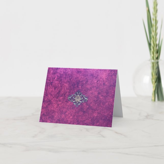 Elegant purple marble with gold medallion centre. thank you card (Front)