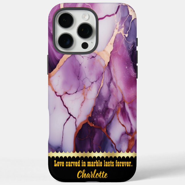 Elegant purple marble with golden veins and swirls Case-Mate iPhone case (Back)