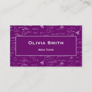 Elegant Purple Math Tutor Teacher Formula Pattern Business Card