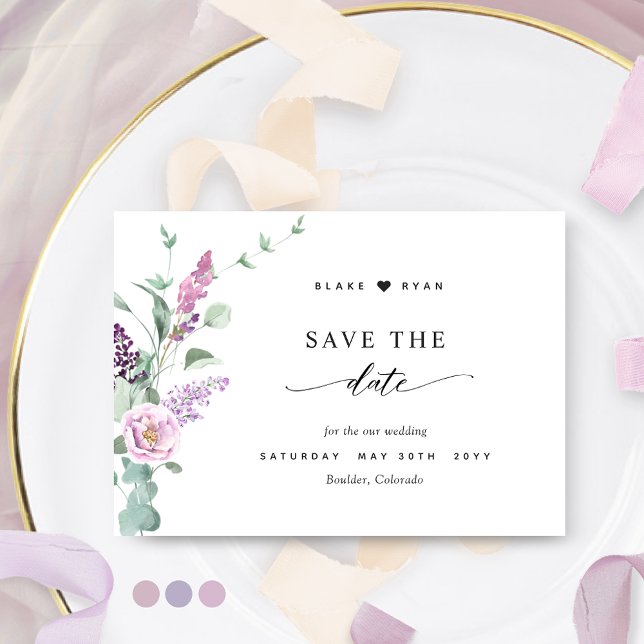 Elegant Purple, Mauve, Pastel Colour Wedding Save The Date (Creator Uploaded)
