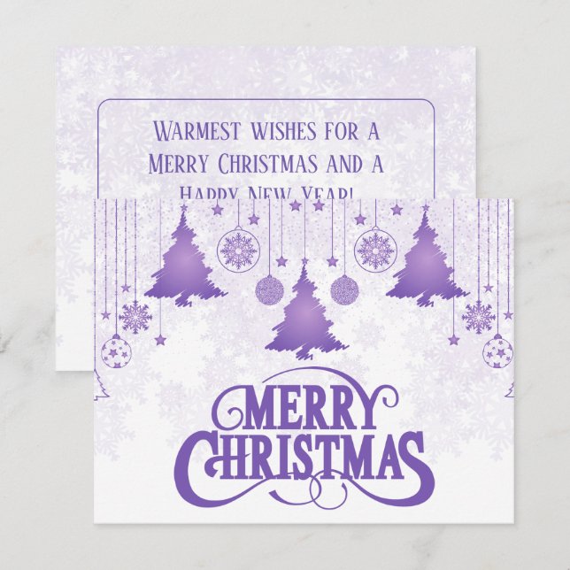 Elegant Purple Merry Christmas Wishing Holiday Card (Front/Back)