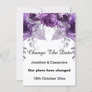 ELEGANT PURPLE METALLIC FLORAL CHANGE THE DATE