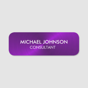 Elegant Purple Metallic Professional Business Name Tag
