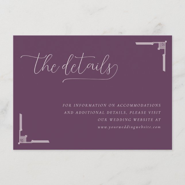 Elegant Purple Minimalist Calligraphy Enclosure Card (Front)